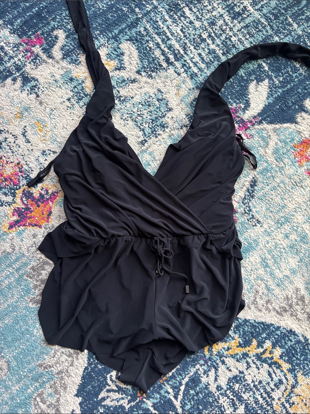 Magicsuit Black One-Piece Swimsuit with Wrap Front and Drawstring